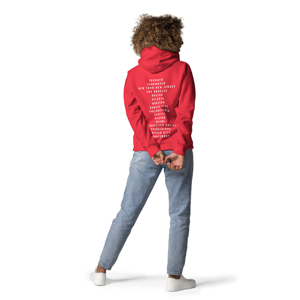 Canada fan gear 2026 red hoodie full body female casual style