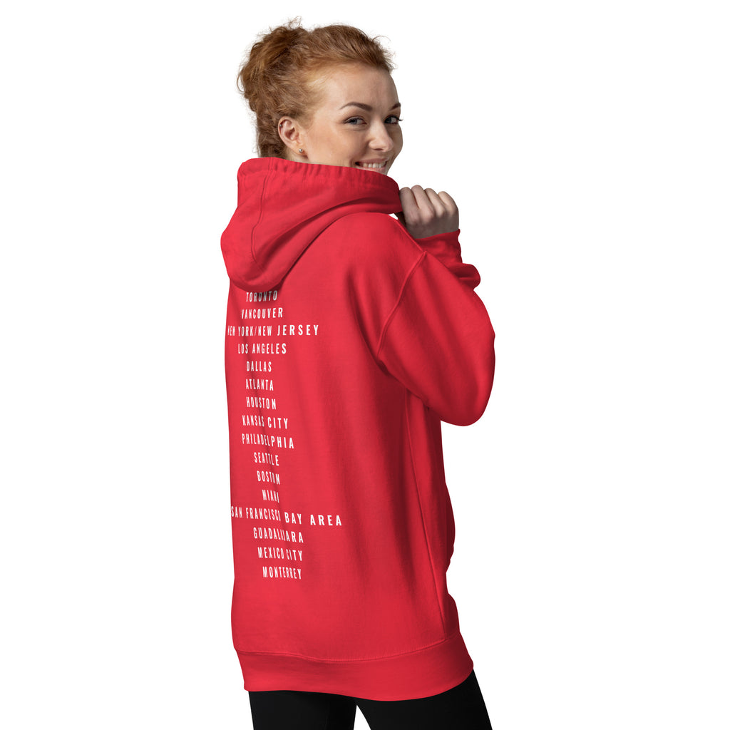 Canada World Cup 2026 hoodie back print design female model