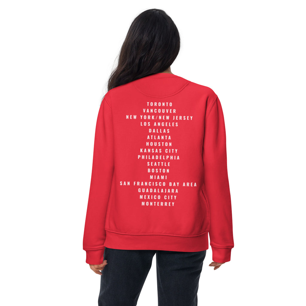 Canada fan gear 2026 sweatshirt back view female model