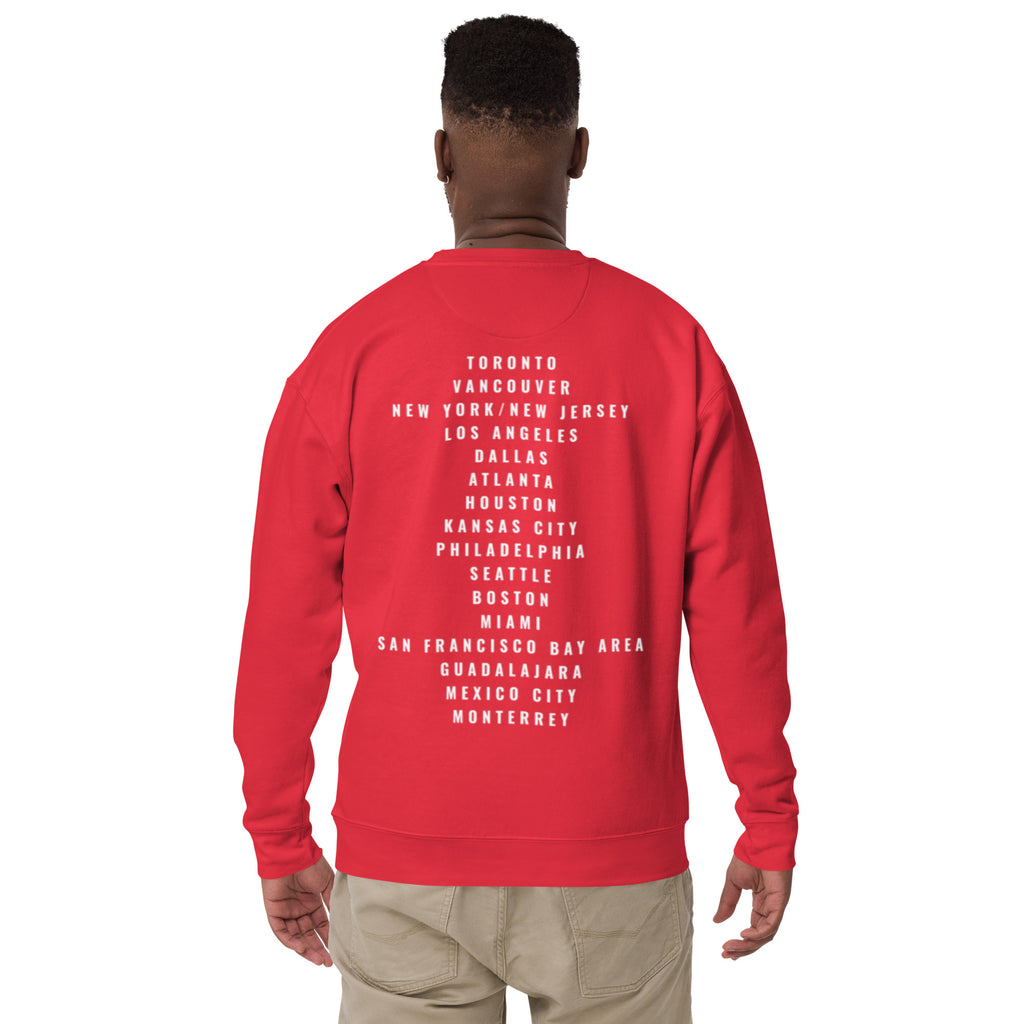 Canada World Cup 2026 sweatshirt back design male model red