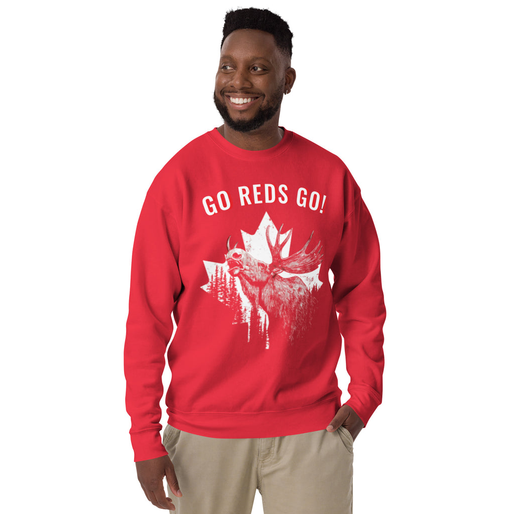 Canada soccer sweatshirt red GO REDS GO front view male model
