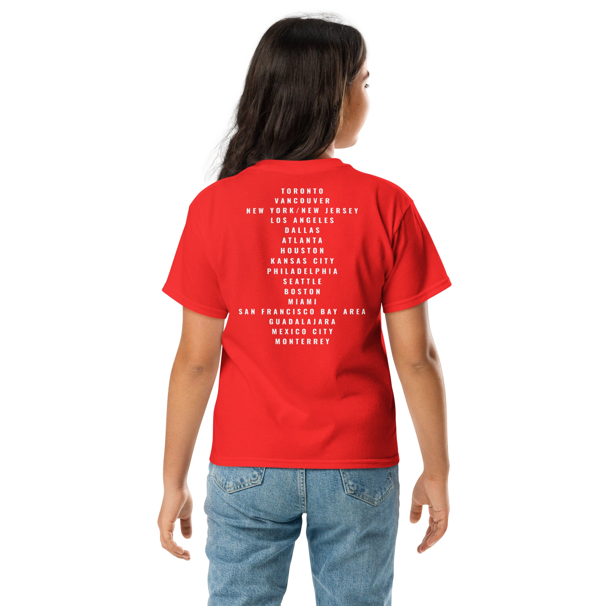 Canada youth t-shirt back view red GO REDS GO design