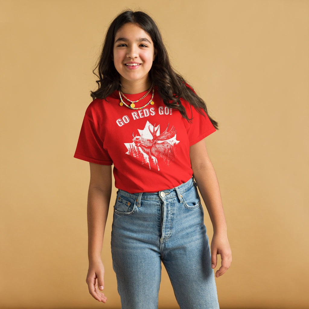 Canada soccer kids t-shirt red GO REDS GO lifestyle shot