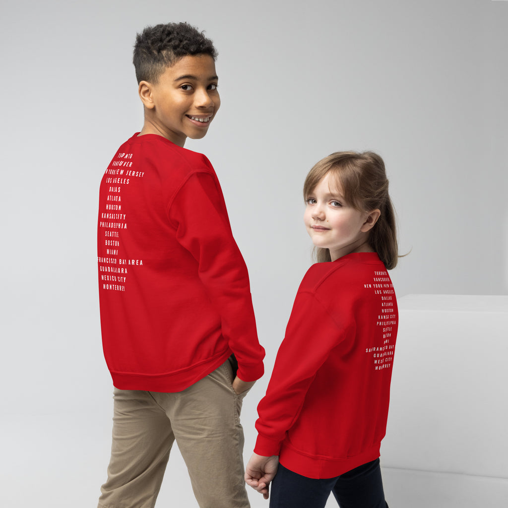 Canada youth crewneck sweatshirt red GO REDS GO kids models