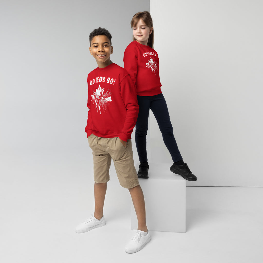 Canada World Cup 2026 kids GO REDS GO sweatshirt front view youth models