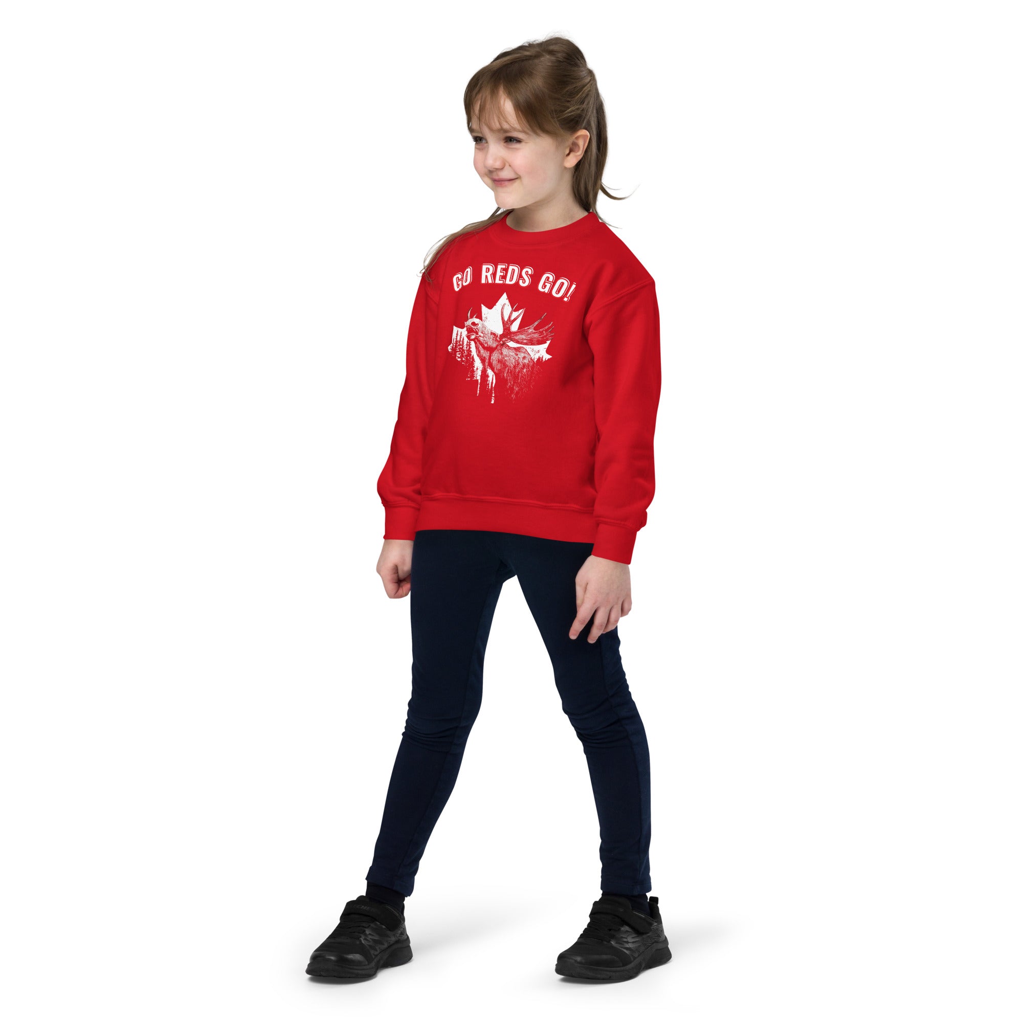 Canada kids sweatshirt red casual style full body youth outfit