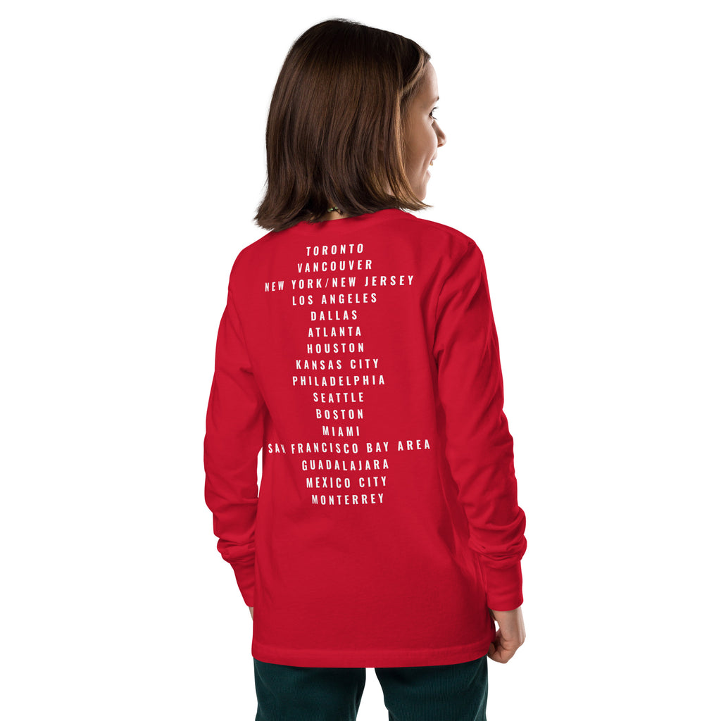 Canada World Cup 2026 kids long sleeve shirt back print design youth model