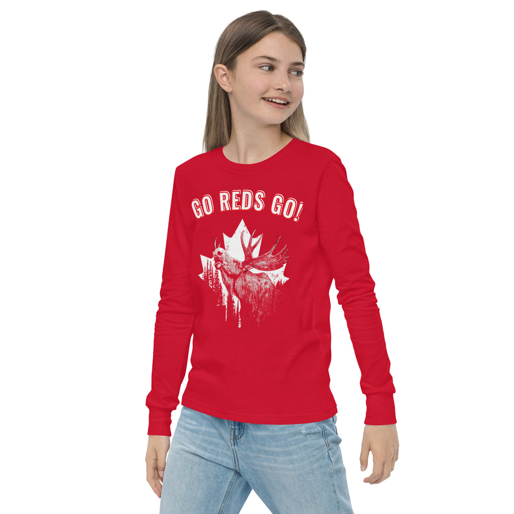 Canada GO REDS GO youth long sleeve shirt everyday wear girl model
