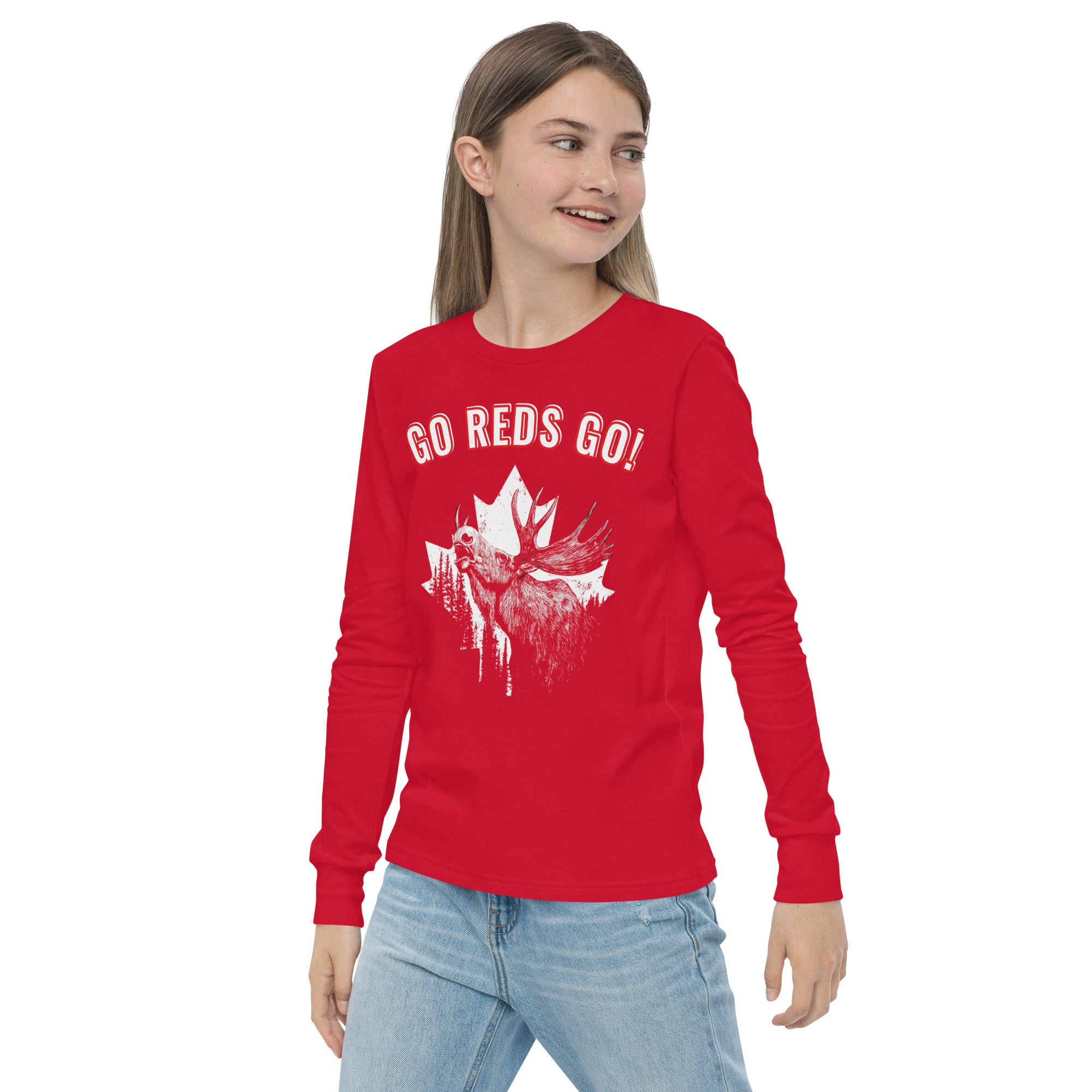 Canada GO REDS GO youth long sleeve shirt everyday wear girl model